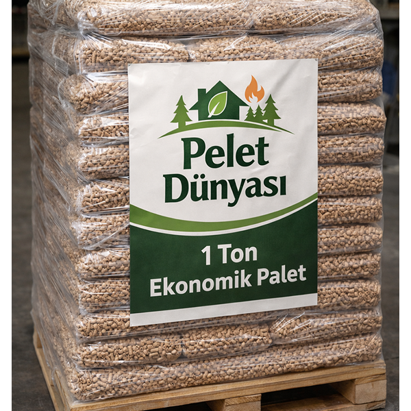 Depolama için uygun, streç filmle sarılmış 1 tonluk paletli pelet sevkiyatı görseli